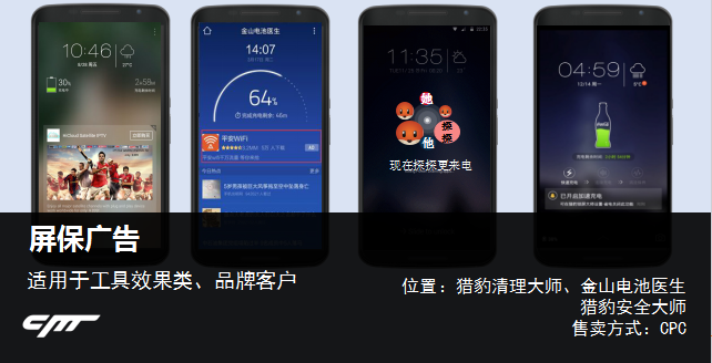 猎豹推广的屏保广告样式