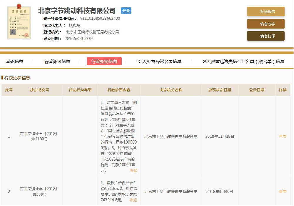 快手因发布违法医疗广告 被罚超300万元