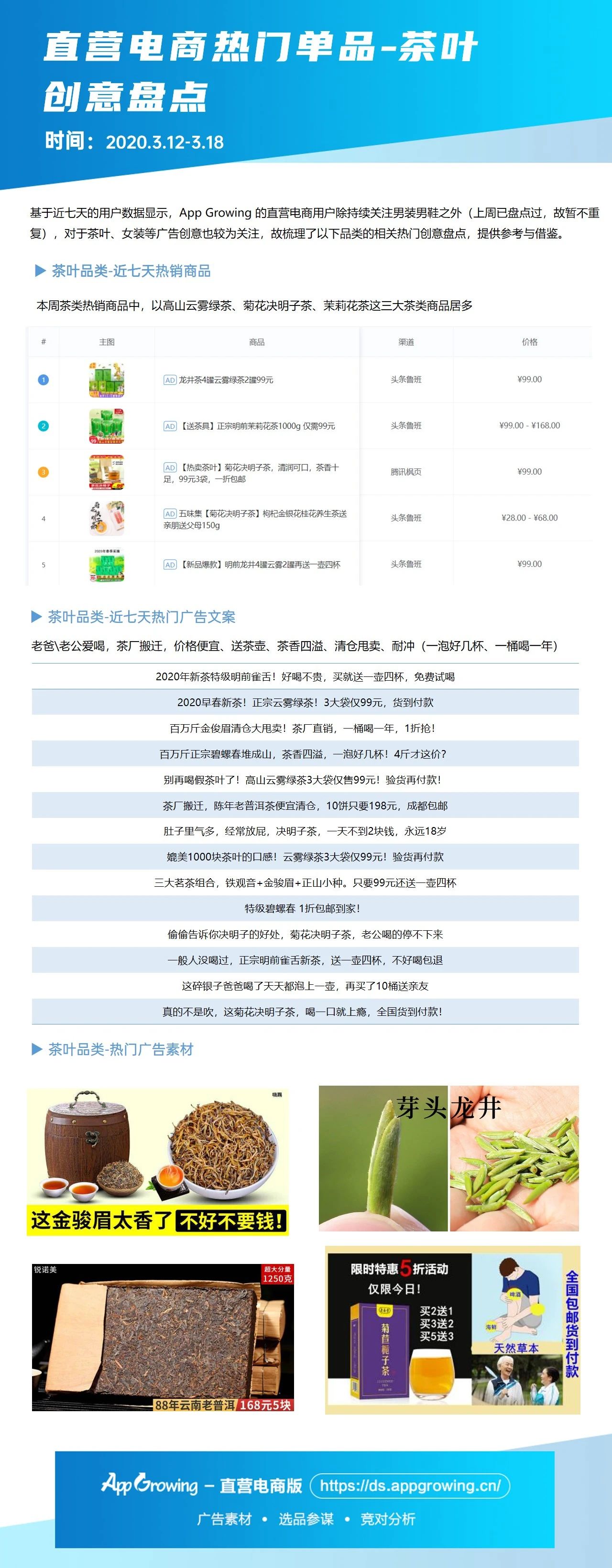 茶叶品类热门文案及快手广告素材盘点