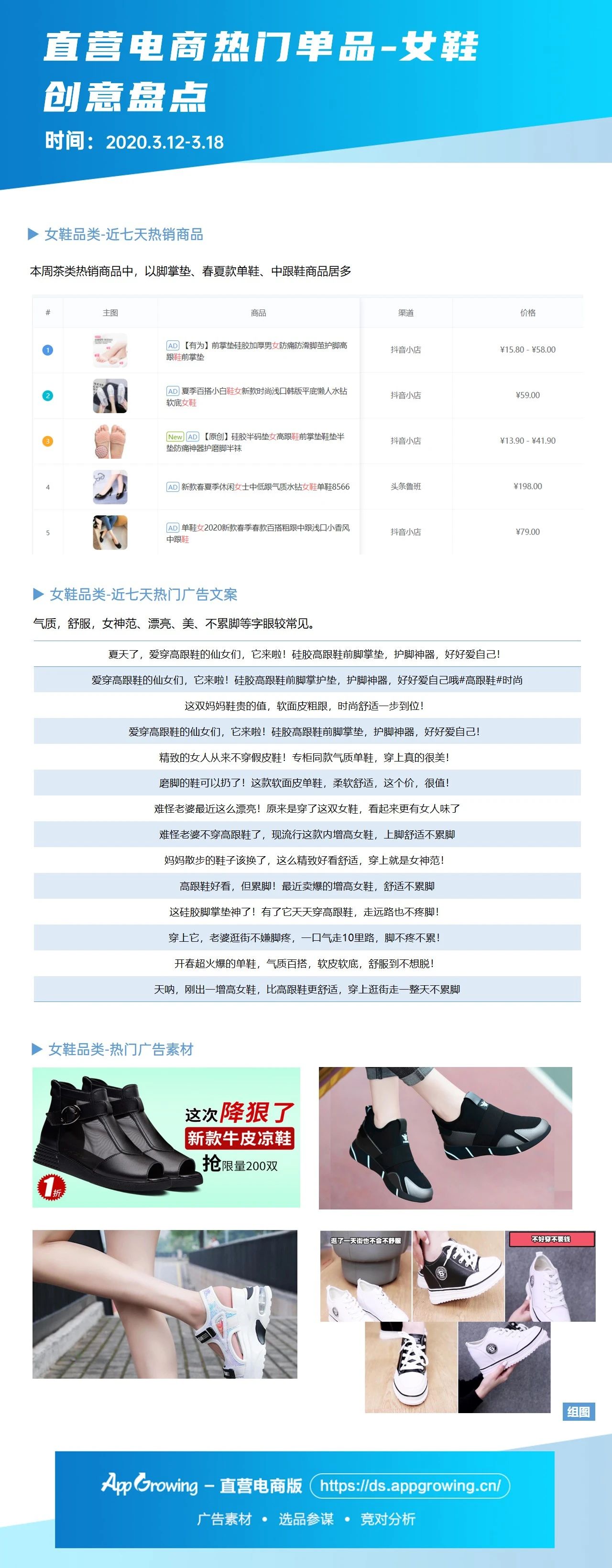 女鞋热门文案及快手广告素材盘点