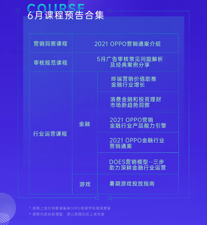 OPPO6月课程预览 OPPO6月课程预览