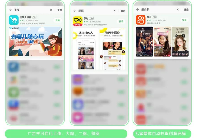 如无设置富媒体创意,则自动拉取详情页五图中的前三张图片素材作为展示