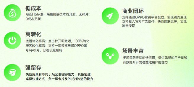 快应用是基于OPPO手机硬件平台的新型应用形态。