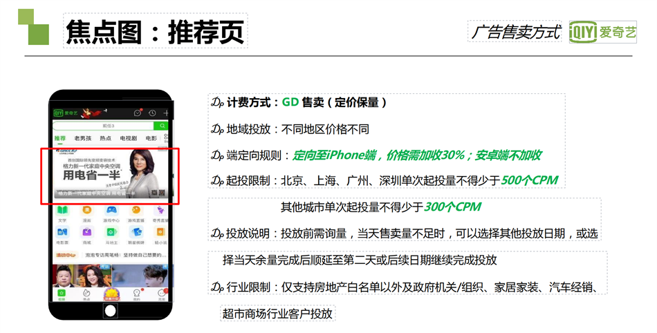 爱奇艺焦点图广告 ：推荐页