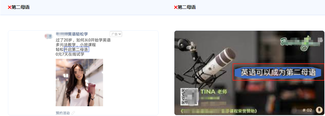 不得将中文以外语言称为“母语”，如英语培训不得形容英语为第二母语等。