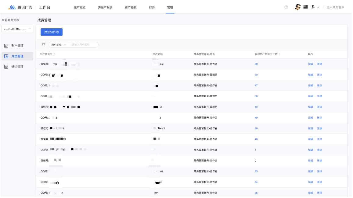 商务管家成员角色分为以下几类：