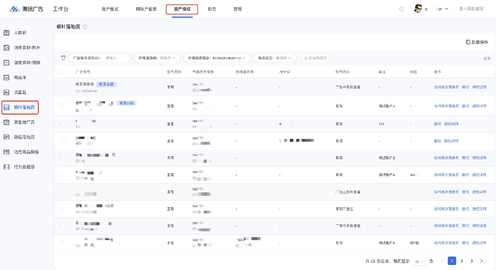 微信广告：账户维度授权