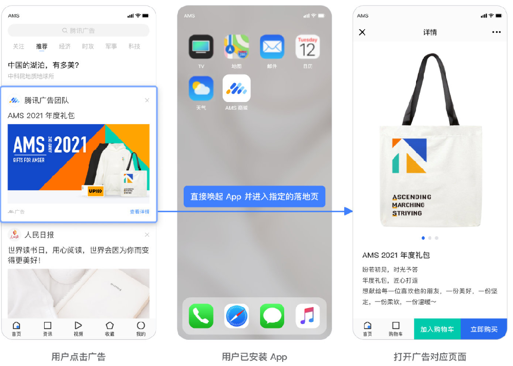 微信朋友圈广告：腾讯广告应用直达