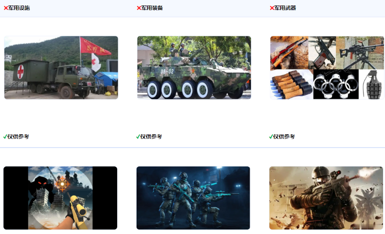 若为游戏内元素，不涉及负面、国家、军队的标识或描述允许使用。