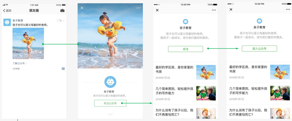 微信朋友圈卡片广告可进行公众号推广，急速加载广告内容