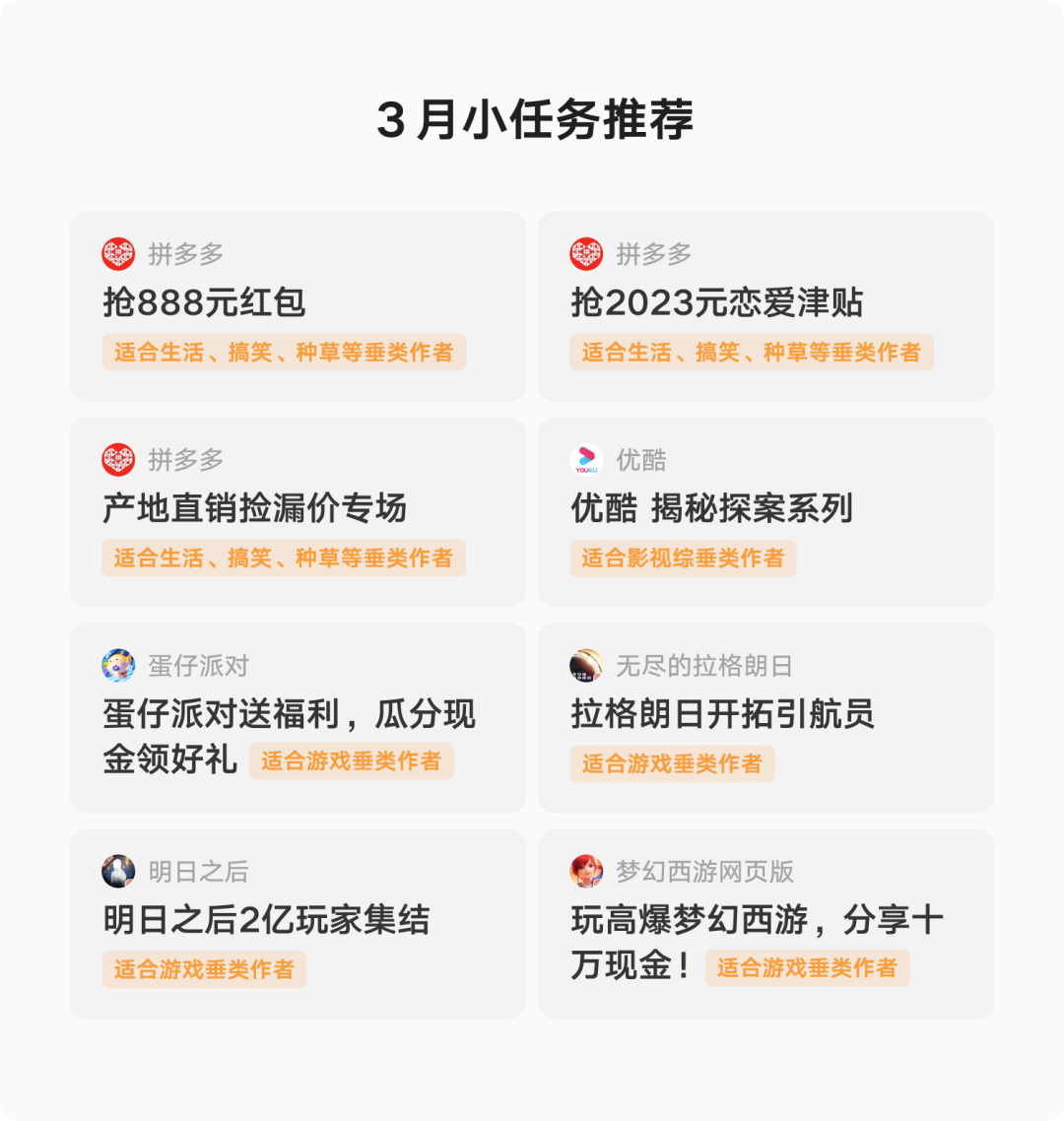 3月小任务推荐