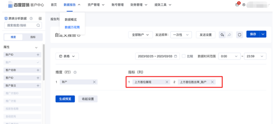 客户中心-数据万花筒-上方首位展现、上方首位胜出率