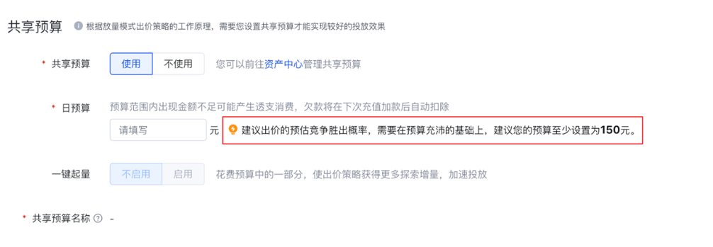 当前出价下的广告竞争力同时也会受到预算设置的影响