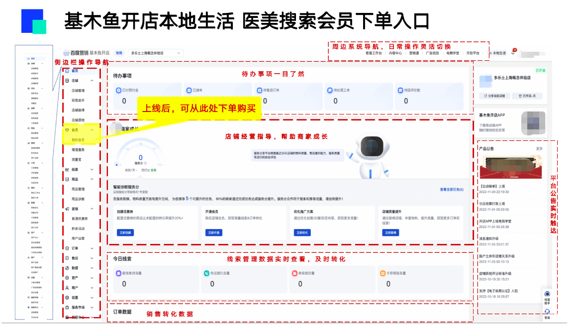 请通过【基木鱼开店——我的会员】模块进行下单，流程与本地惠生活会员及地图会员一致