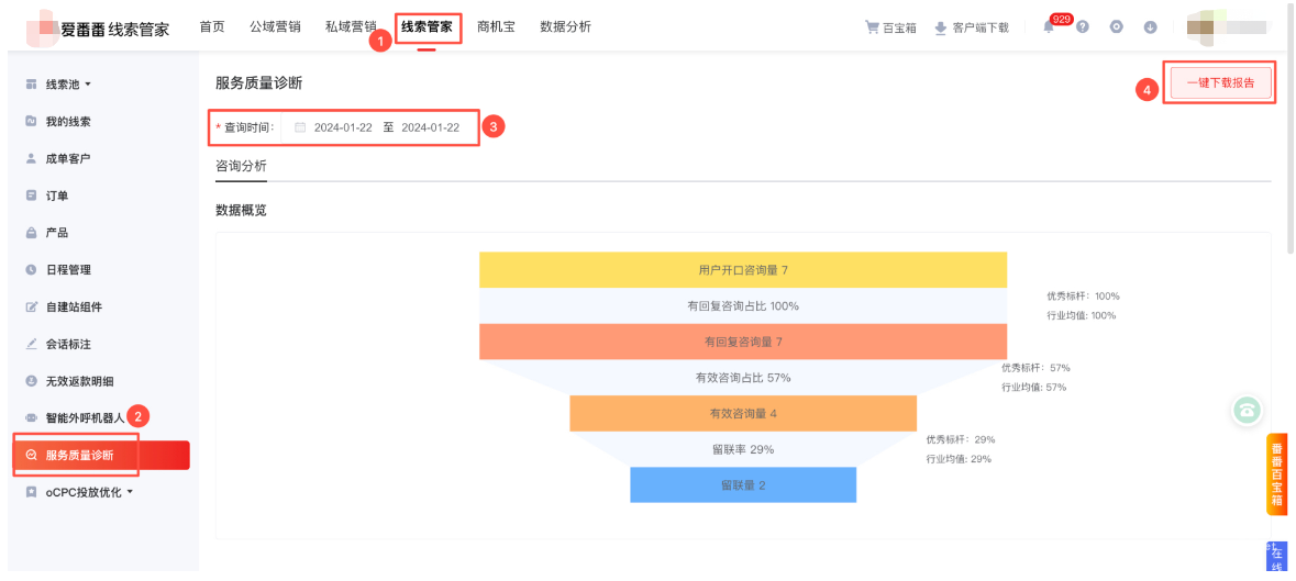 线索管家服务质量诊断功能设置