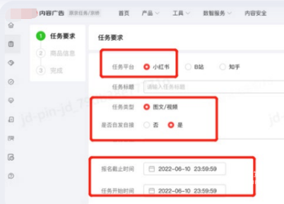 小红书内容广告任务要求