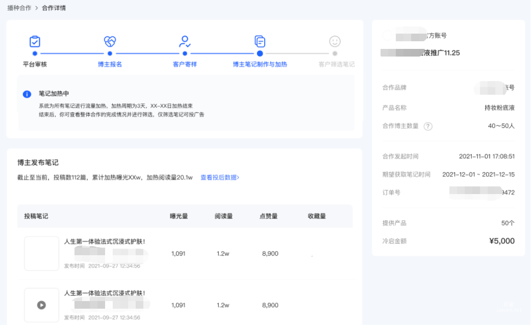 小红书广告博主笔记制作与加热