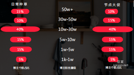 小红书广告不同粉丝量级的博主个数占比