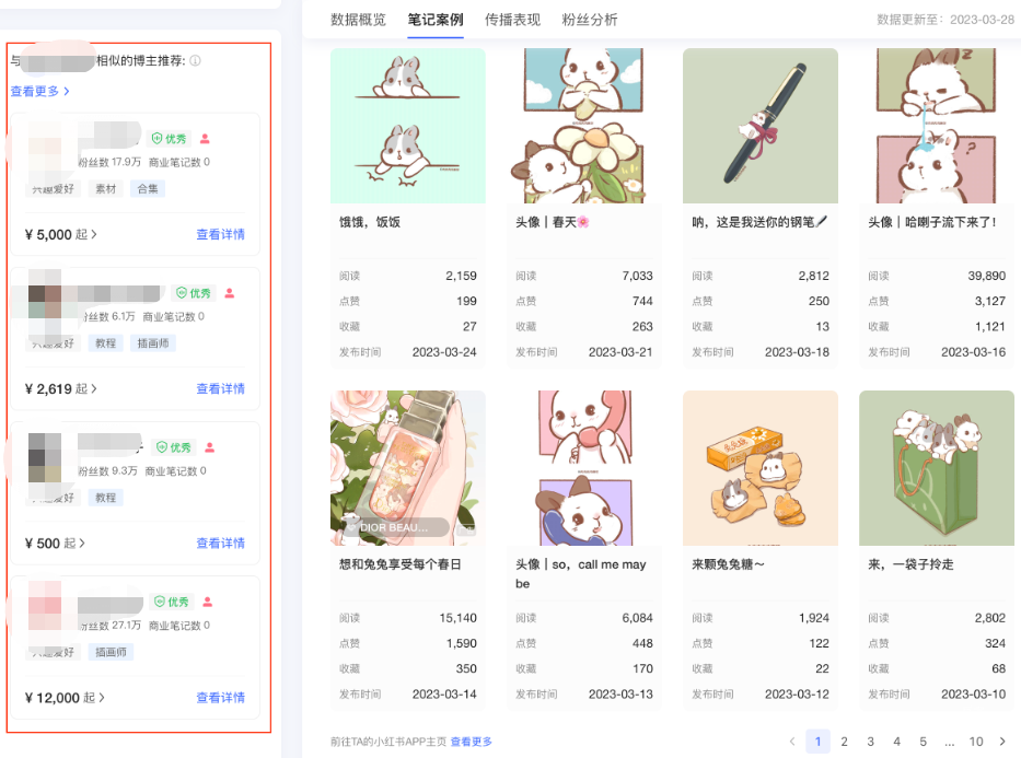 小红书广告博主主页