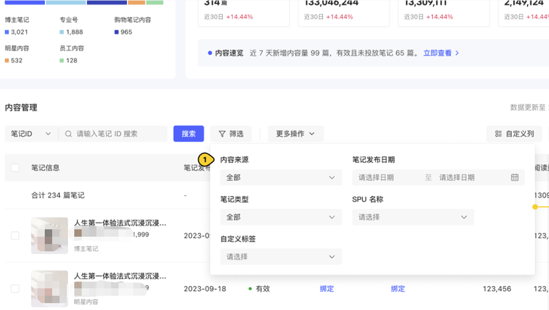 小红书广告内容管理