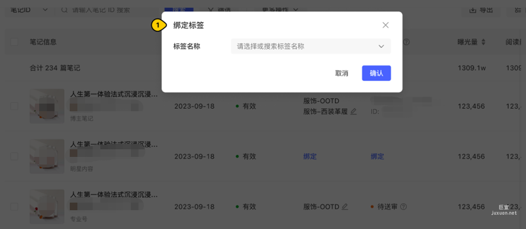 小红书广告单篇笔记绑定标签