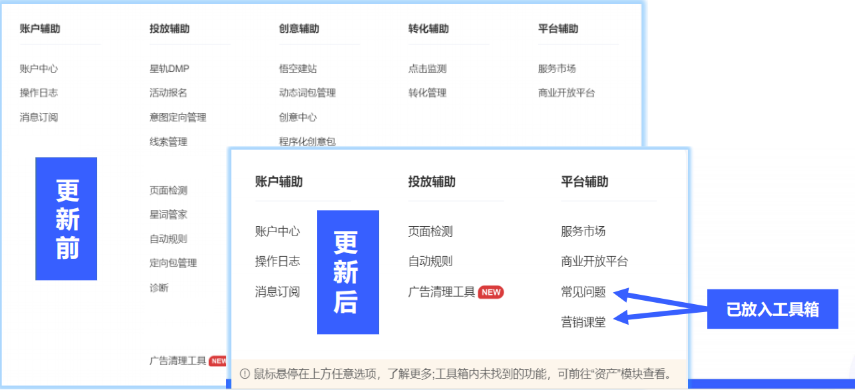 vivo广告营销平台工具箱迁移明细