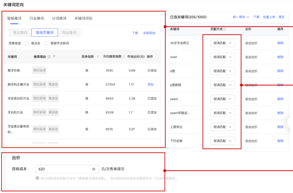 小红书搜索广告关键词定向