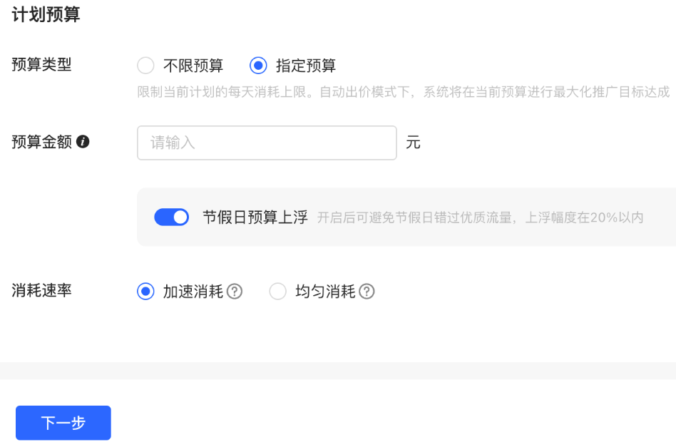 小红书广告计划预算