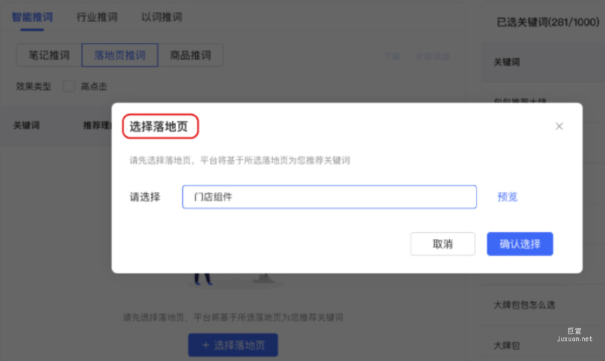 小红书广告选择落地页