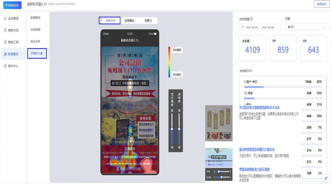 vivo广告页面热力图点击分布