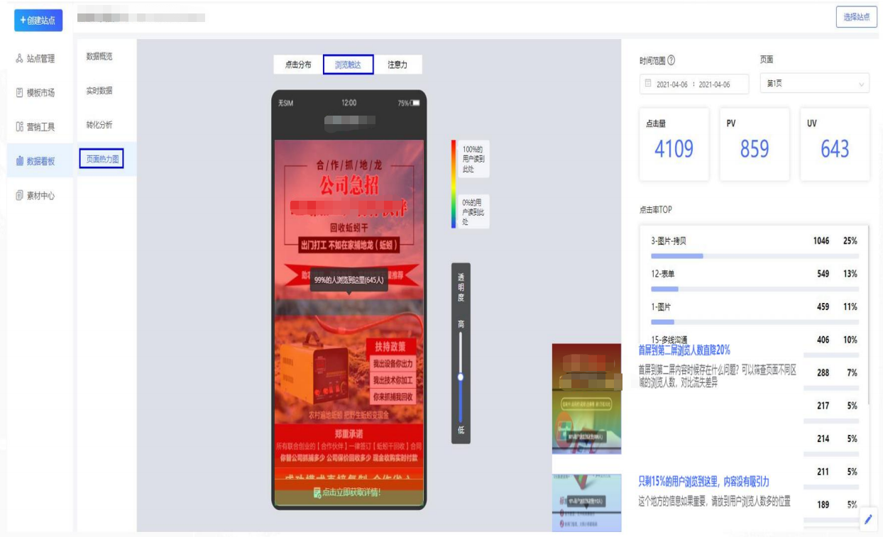 vivo广告页面热力图浏览触达