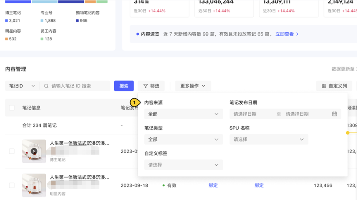 小红书广告内容管理