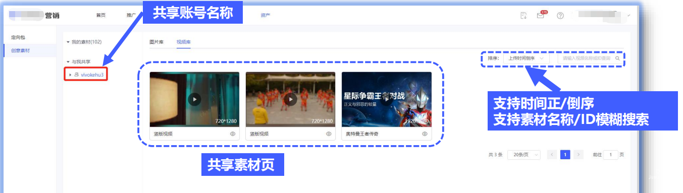vivo广告与我共享—功能面板分布图